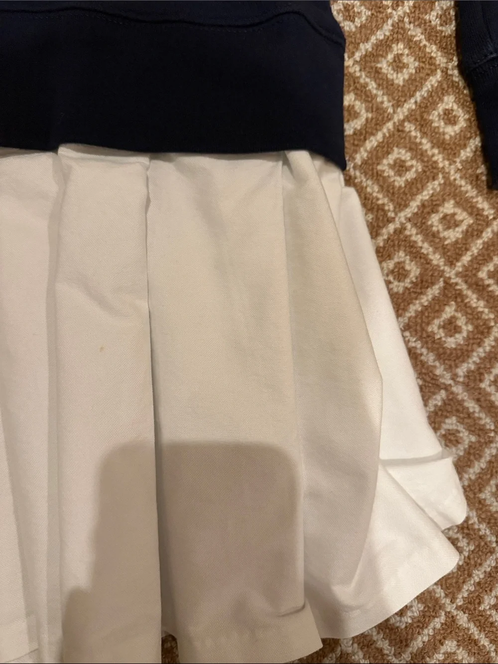 Ralph Lauren Navy and White Pleated Sweatshirt Dress